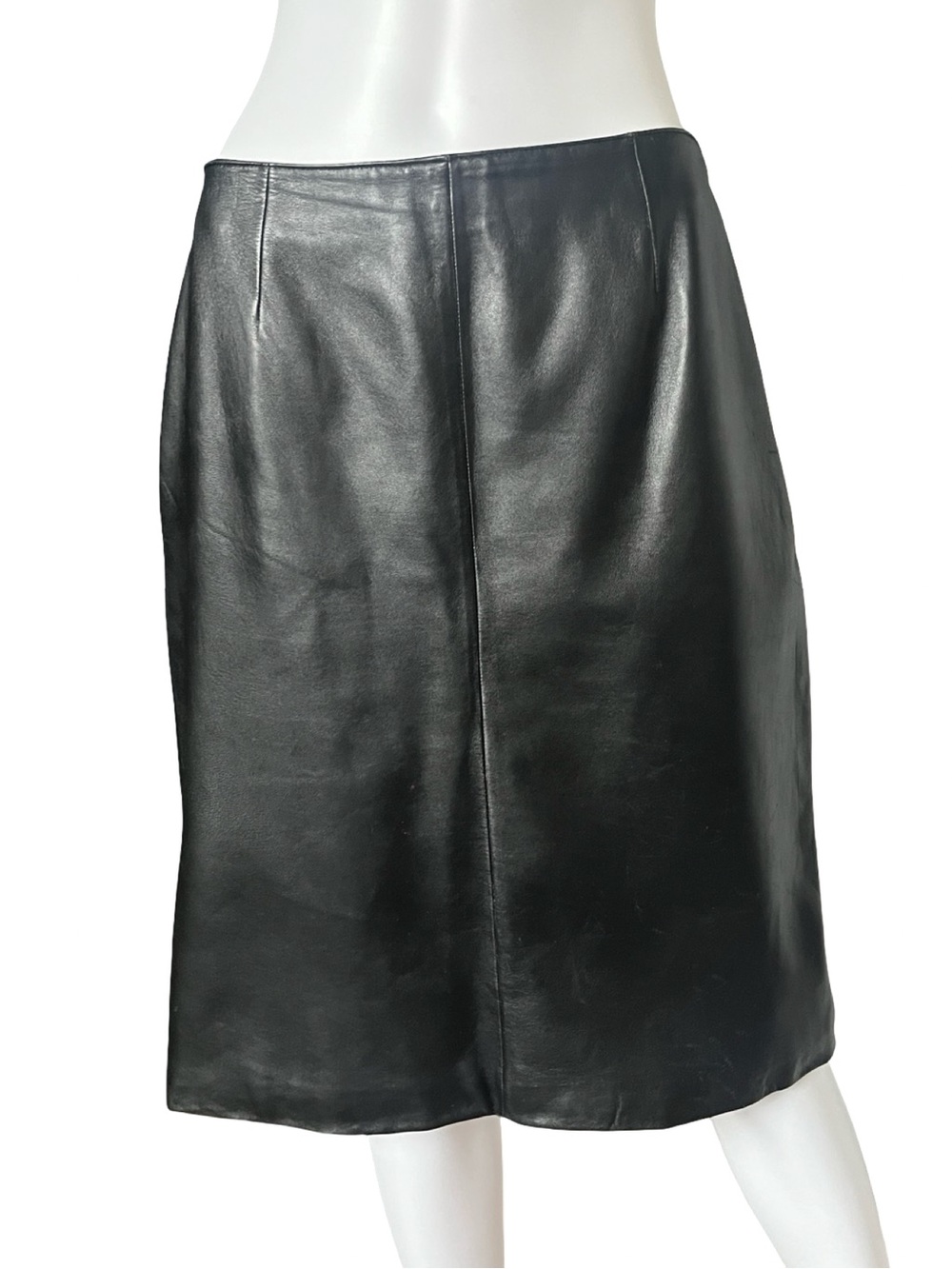 Hillard & Hanson Black Lamb Skin Leather Pencil Skirt Classic Womens Size 12